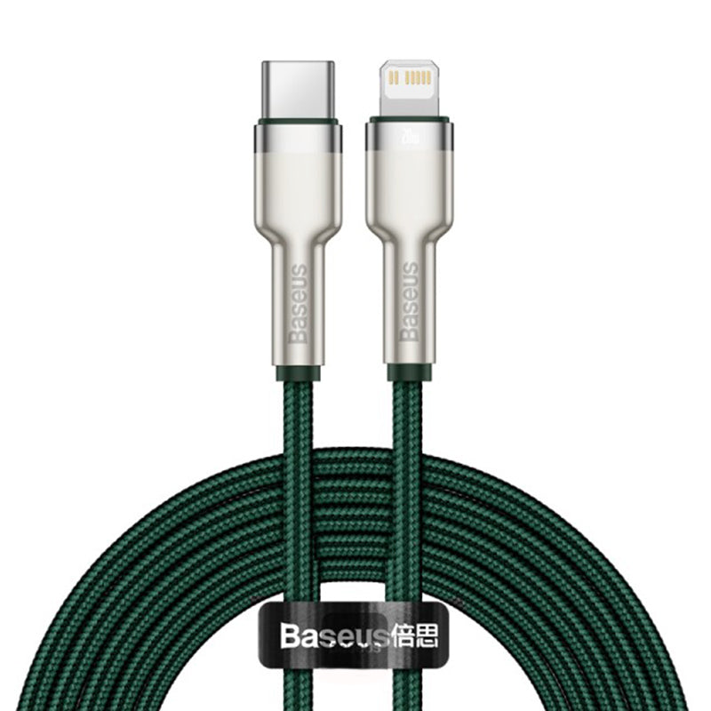 USB-C - Lightning Lade- und Datenkabel Baseus Cafule Metal Series, 20W, 2m, Grün CATLJK-B06