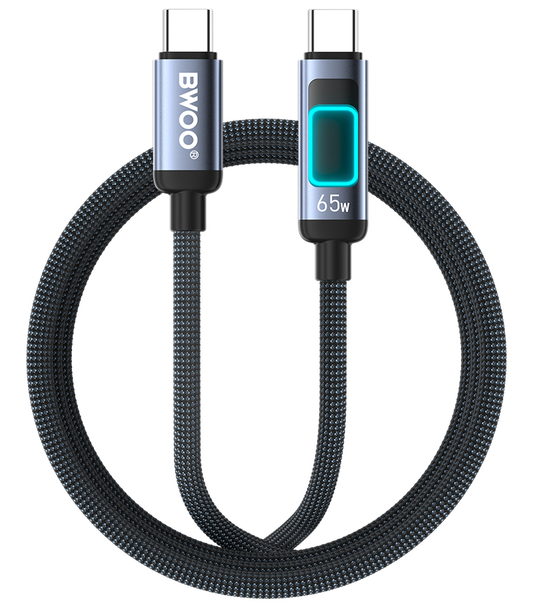 USB-C Daten- und Ladekabel - USB-C BWOO X324CC Display, 65W, 1m, Schwarz