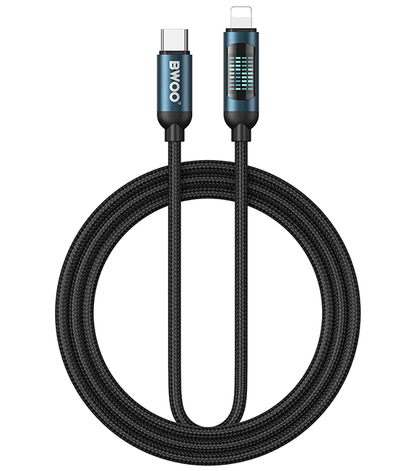 Daten- und Ladekabel USB-C - Lightning BWOO X305 Display, 27W, 1m, Schwarz
