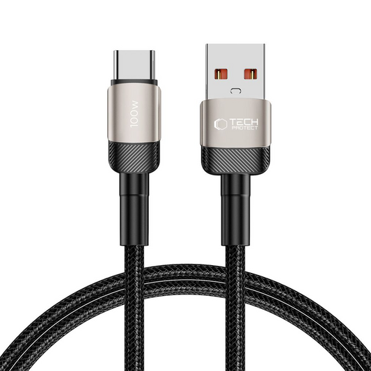 Daten- und Ladekabel USB-A - USB-C Tech-Protect Ultraboost EVO, 100W, 1m, Silber