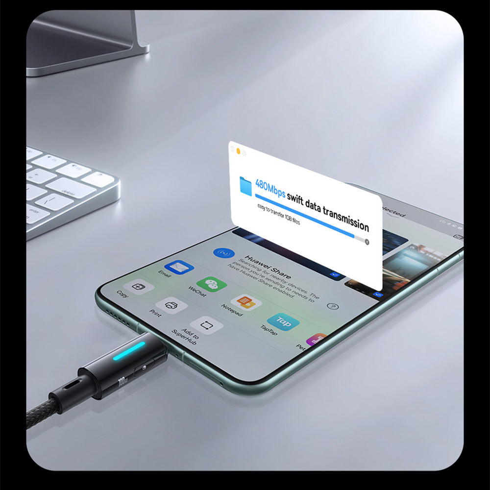 USB-A - USB-C Daten- und Ladekabel Baseus Lit Button Control, 100W, 2m, Schwarz P10379002121-01