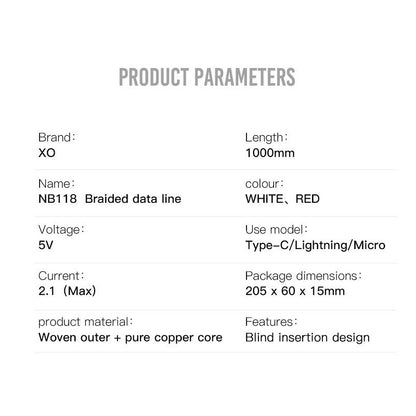 USB-A to microUSB Data and Charging Cable XO Design NB118, 18W, 1m, Red