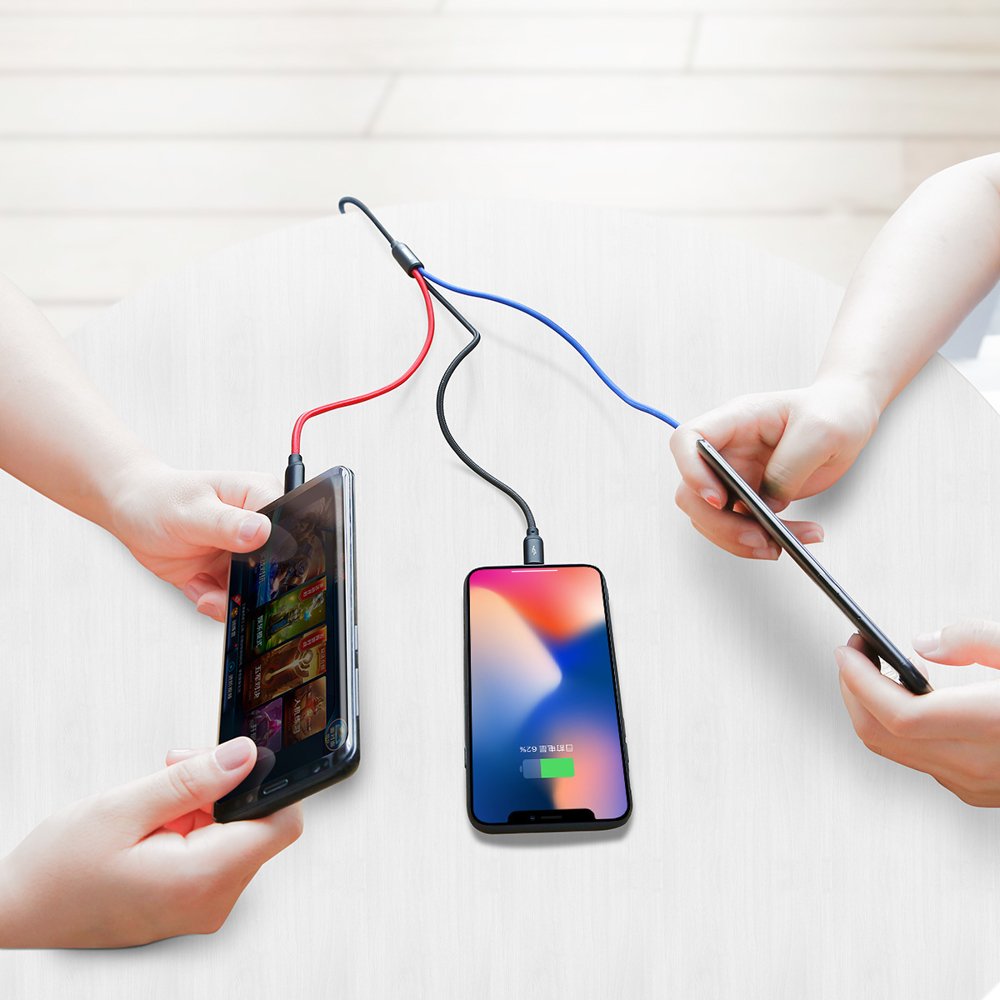 USB-A Ladekabel - Lightning / microUSB / USB-C Baseus Colors 3in1, 20W, 1,2m, Schwarz CAMLT-BSY01