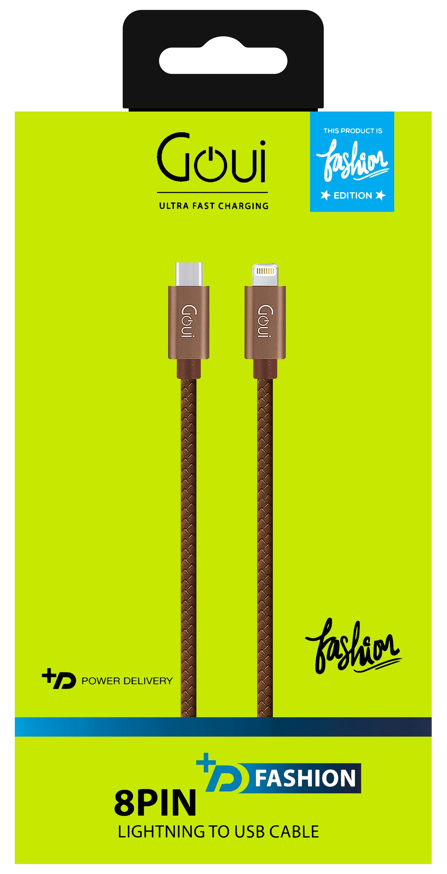 USB-C - Lightning Data and Charging Cable Goui Fashion, 18W, 1m, Brown G-FASHIONC94BR