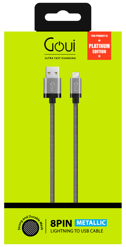 USB-A - Lightning Data and Charging Cable Goui Metallic, 18W, 1m, Gray G-LC8PIN-02S