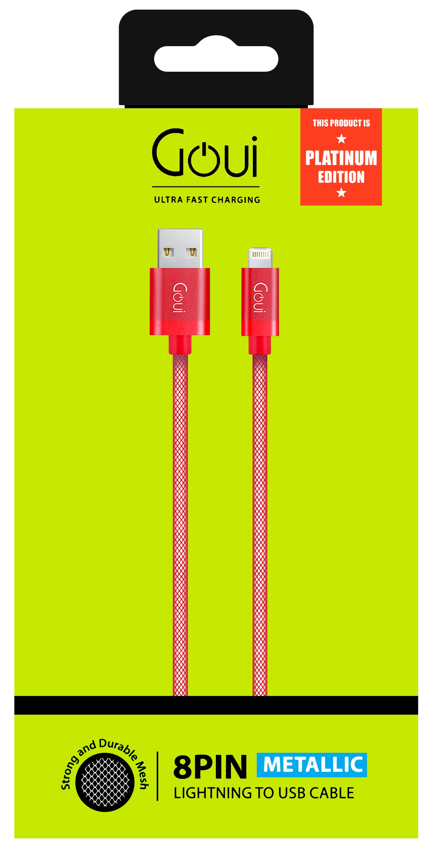 USB-A-Daten- und Ladekabel – Lightning Goui Metallic, 18 W, 1 m, Rot G-LC8PIN-02R