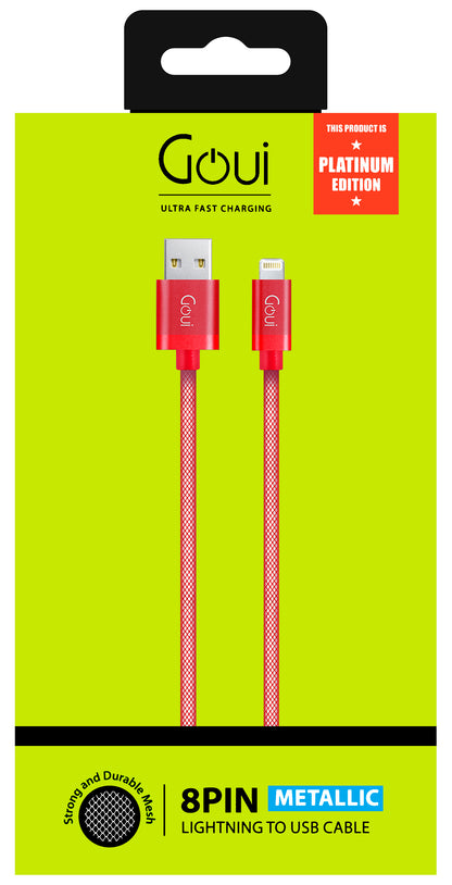 USB-A-Daten- und Ladekabel – Lightning Goui Metallic, 18 W, 1 m, Rot G-LC8PIN-02R