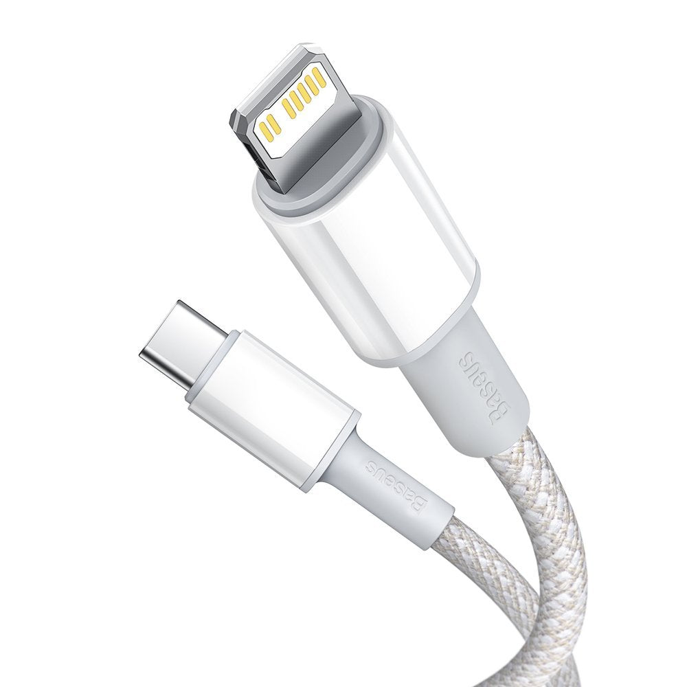 USB-C-Daten- und Ladekabel – Lightning Baseus High Density Braided, 20 W, 2 m, Weiß CATLGD-A02