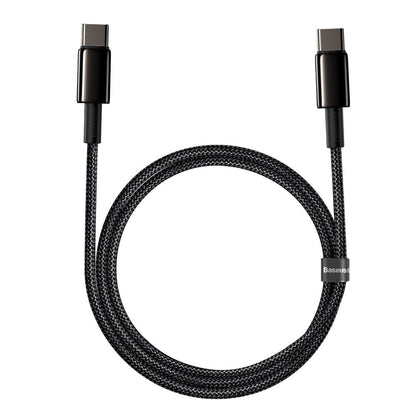 Data and Charging Cable USB-C - USB-C Baseus Tungsten Gold, 100W, 1m, Black CATWJ-01