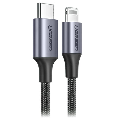 USB-C - Lightning Daten- und Ladekabel UGREEN US304, 20W, 1m, Schwarz