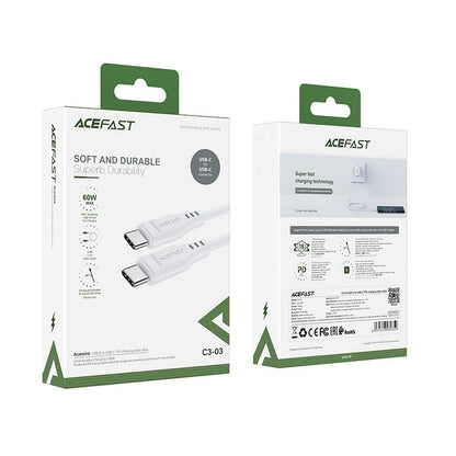 Daten- und Ladekabel USB-C - USB-C Acefast C3-03, 60W, 1,2m, Weiß