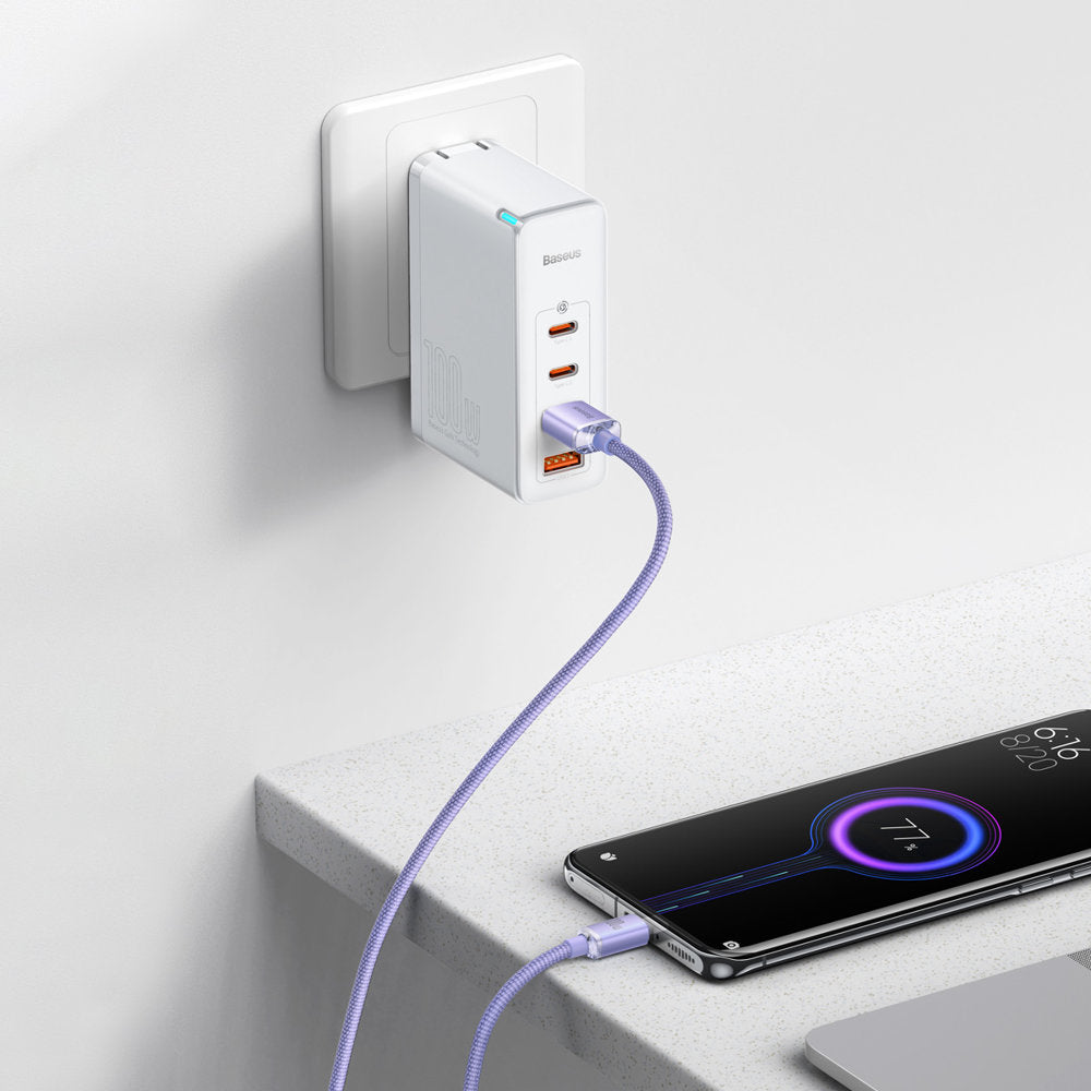 USB-A to USB-C Data and Charging Cable Baseus Crystal Shine Series, 100W, 2m, Purple CAJY000505