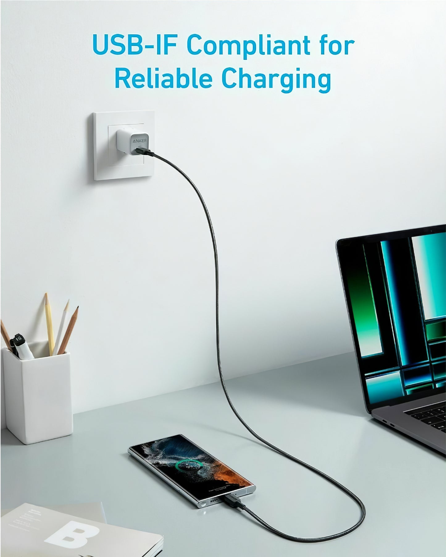 USB-C Daten- und Ladekabel - USB-C Anker 322, 60W, 0.9m, Schwarz A81F5G11