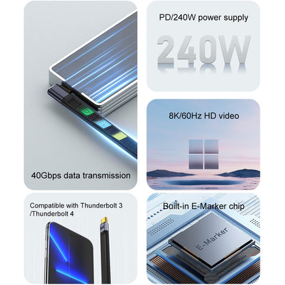 USB-C Daten- und Ladekabel - USB-C OEM Angled 8K Video, 240W, 0,15m, Schwarz