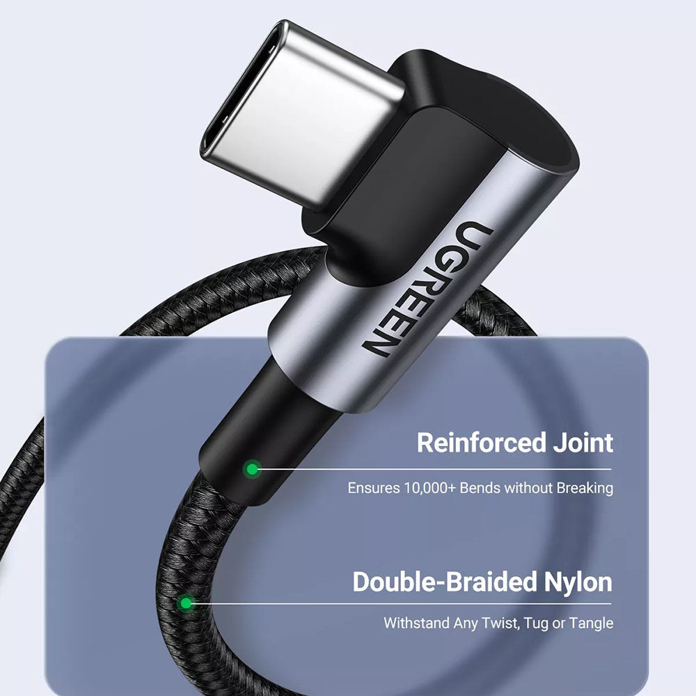 USB-C Daten- und Ladekabel - USB-C UGREEN US335 Angled, 100W, 2m, Schwarz