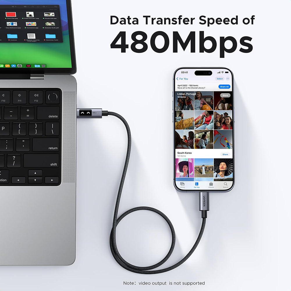 USB-C Daten- und Ladekabel - USB-C UGREEN L509, 100W, 1m, Grau