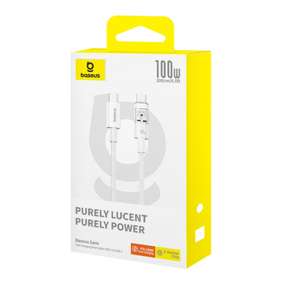 USB-C - USB-C Daten- und Ladekabel Baseus Gem, 100W, 2m, Weiß P10373000211-01