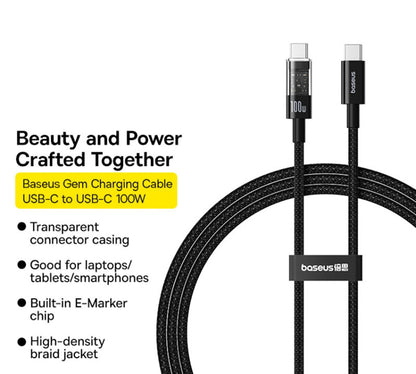 Daten- und Ladekabel USB-C - USB-C Baseus Gem, 100W, 2m, Schwarz P10373000111-01
