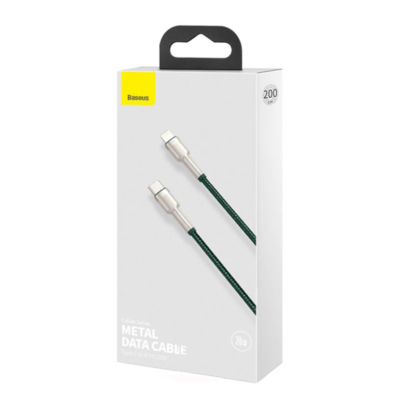 USB-C - Lightning Lade- und Datenkabel Baseus Cafule Metal Series, 20W, 2m, Grün CATLJK-B06