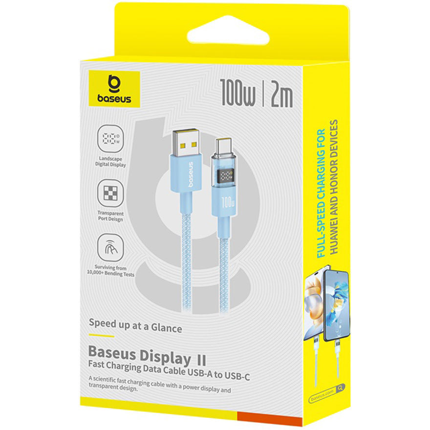 Daten- und Ladekabel USB-A - USB-C Baseus Display 2, 100W, 2m, Blau P10382701311-01
