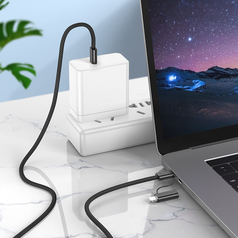 USB-C - Lightning / USB-C Daten- und Ladekabel Borofone BX104 Primo 2in1, 60W, 1m, Schwarz