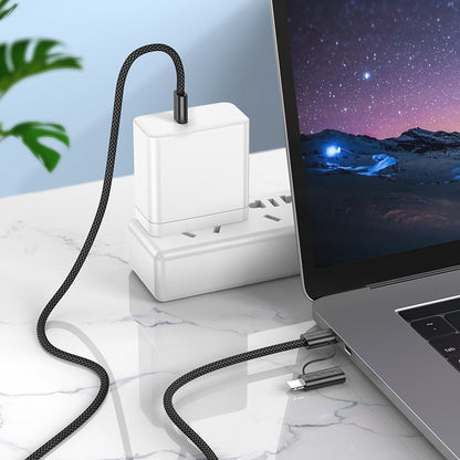 USB-C - Lightning / USB-C Daten- und Ladekabel Borofone BX104 Primo 2in1, 60W, 1m, Schwarz