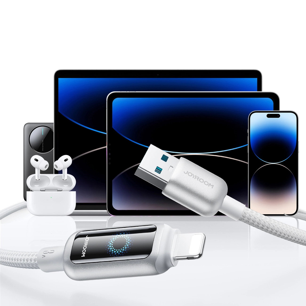 Daten- und Ladekabel USB-A - Lightning Joyroom S-A55 StarFlight Display, 18W, 1.2m, Weiß