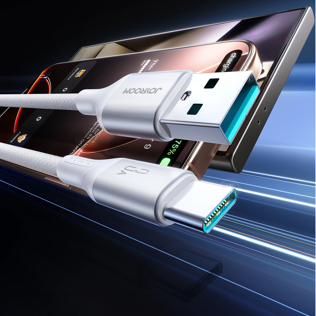 Daten- und Ladekabel USB-A - USB-C Joyroom S-A28 Flash, 18W, 1m, Weiß