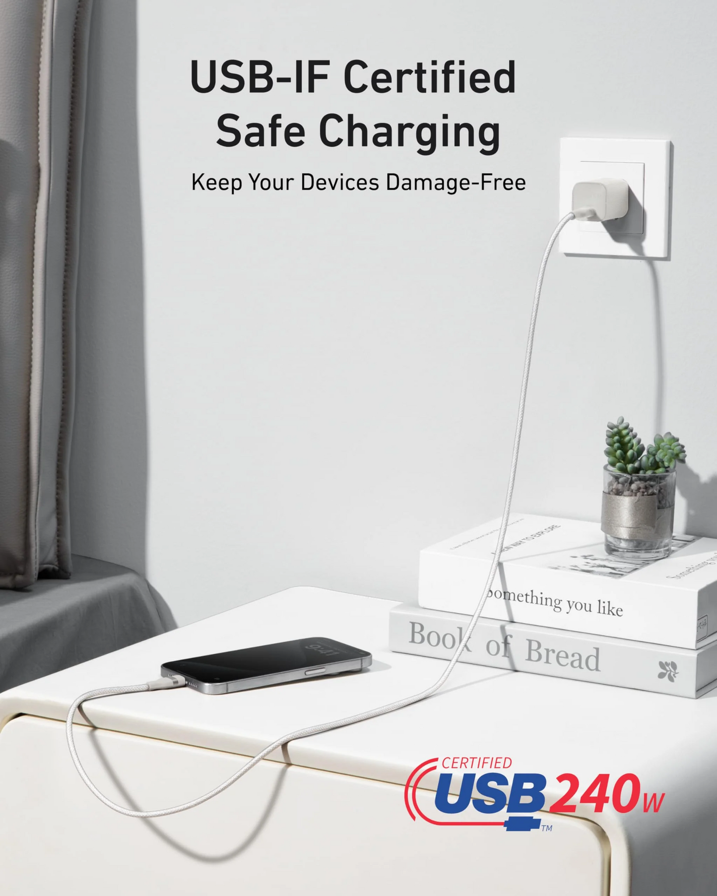 USB-C Data and Charging Cable - USB-C Anker, 240W, 1.8m, White A82E2H22
