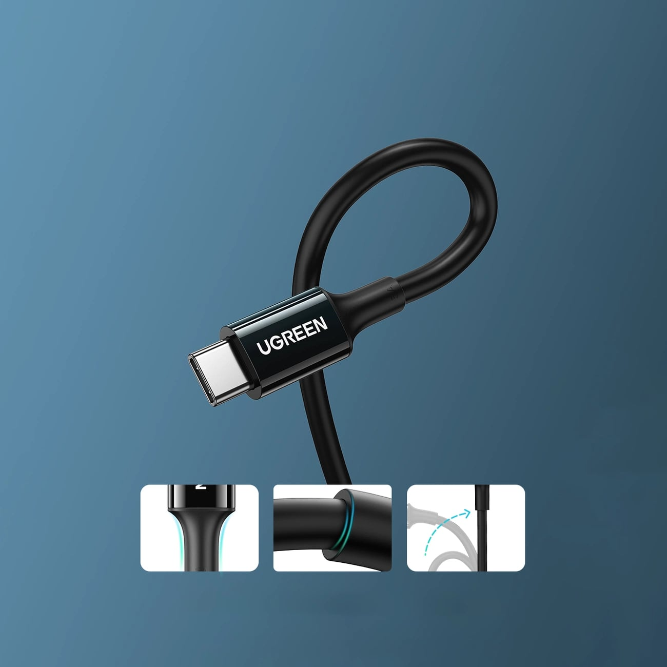 Daten- und Ladekabel USB-C - USB-C UGREEN US300, 100W, 2m, Schwarz