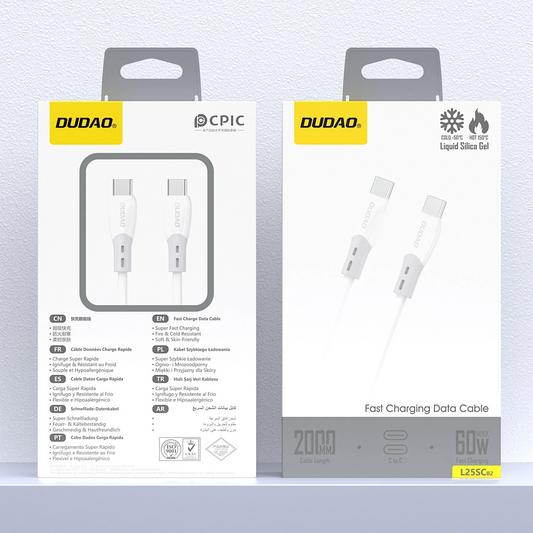 USB-C Daten- und Ladekabel - USB-C Dudao L25SC, 60W, 1m, Weiß