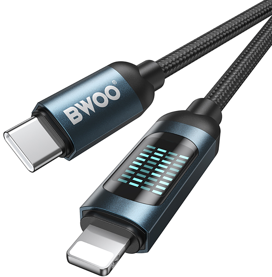 Daten- und Ladekabel USB-C - Lightning BWOO X305 Display, 27W, 1m, Schwarz