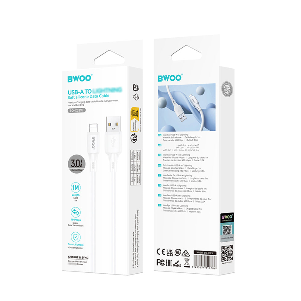 Daten- und Ladekabel USB-A - Lightning BWOO X329L, 15W, 1m, Weiß
