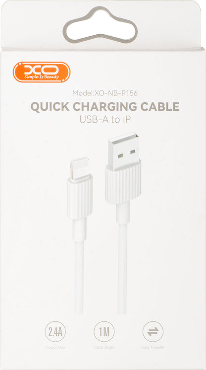 USB-A to Lightning Data and Charging Cable XO Design NB156, 18W, 1m, White