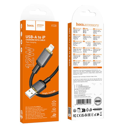 Daten- und Ladekabel USB-A - Lightning HOCO X128 Benefit, 12W, 1m, Schwarz