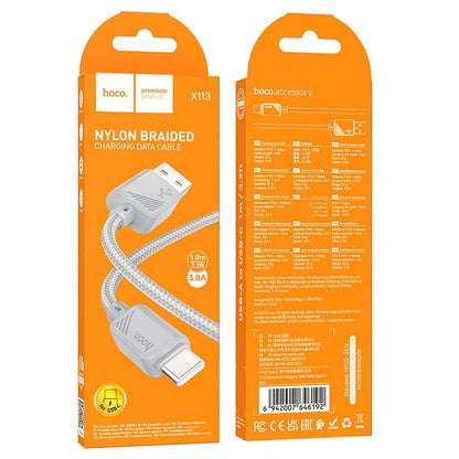 Daten- und Ladekabel USB-A - USB-C HOCO X113, 18W, 1m, Grau