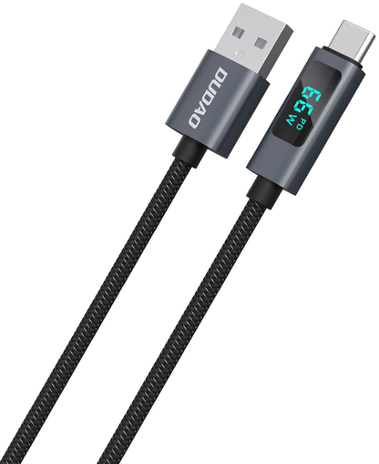 Daten- und Ladekabel USB-A - USB-C Dudao L7T Display, 66W, 1m, Schwarz