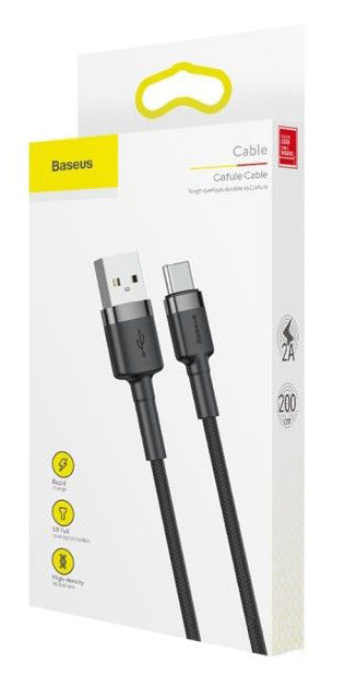 USB-A - USB-C Daten- und Ladekabel Baseus Coffee, 18 W, 2 m, Grau CATKLF-CG1