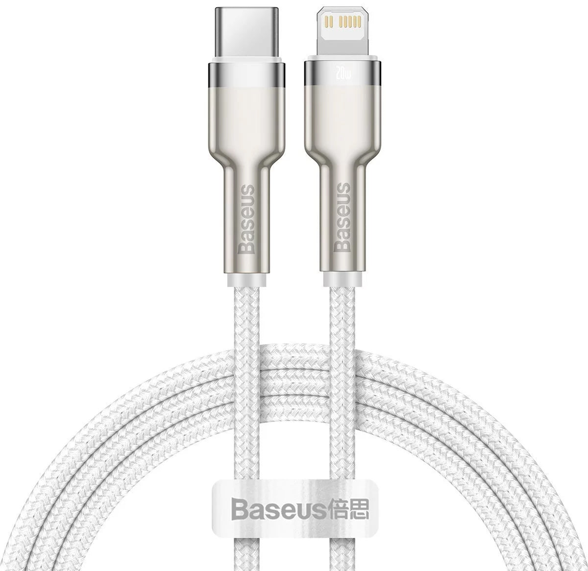 Data and Charging Cable USB-C - Lightning Baseus Cafule Metal Series, 20W, 1m, White CATLJK-A02