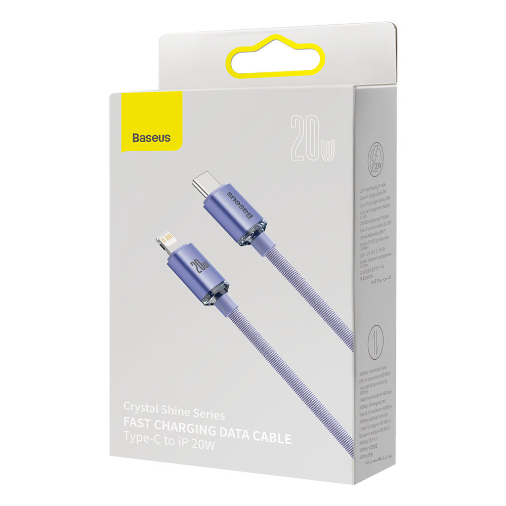 USB-C - Lightning Lade- und Datenkabel Baseus Crystal Shine Serie, 20W, 2m, Lila CAJY000305
