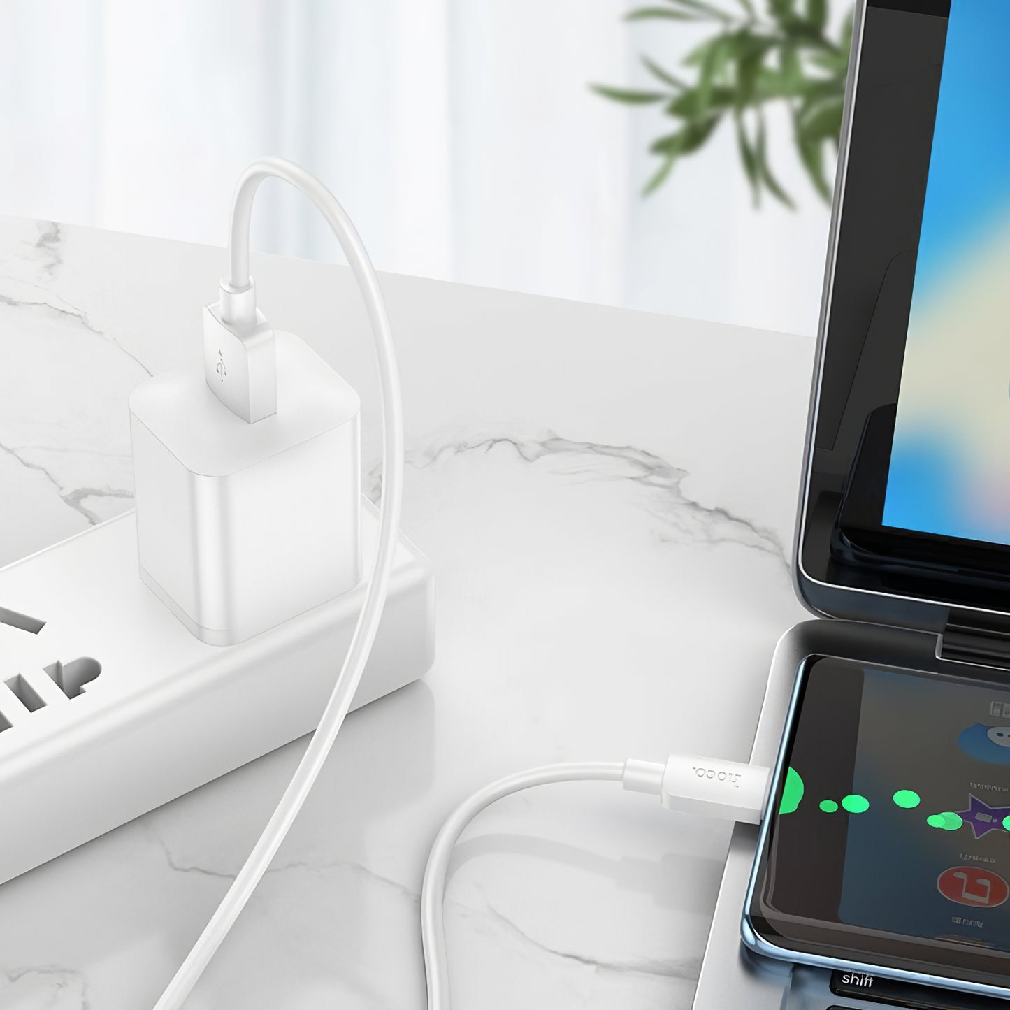 Daten- und Ladekabel USB-A - USB-C HOCO X96, 27W, 1m, Weiß