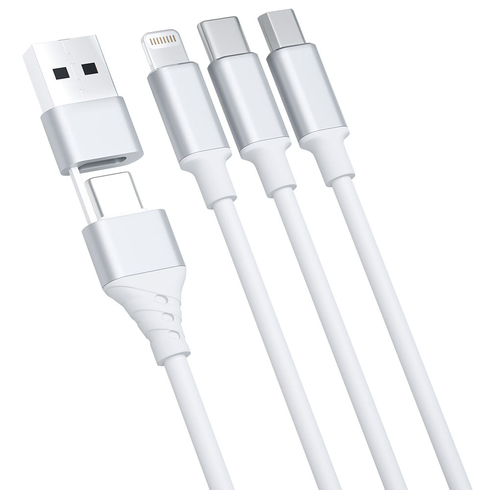 3MK Hyper 3in1 Ladekabel 1.5m | USB-A/C auf Lightning/microUSB/USB-C | Weiß