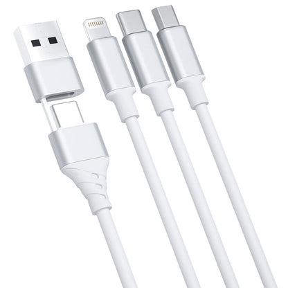3MK Hyper 3in1 Ladekabel 1.5m | USB-A/C auf Lightning/microUSB/USB-C | Weiß