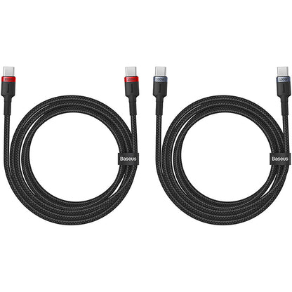 Daten- und Ladekabel USB-C - USB-C Baseus Coffee, 100 W, 2 m, Rot, 2er-Set