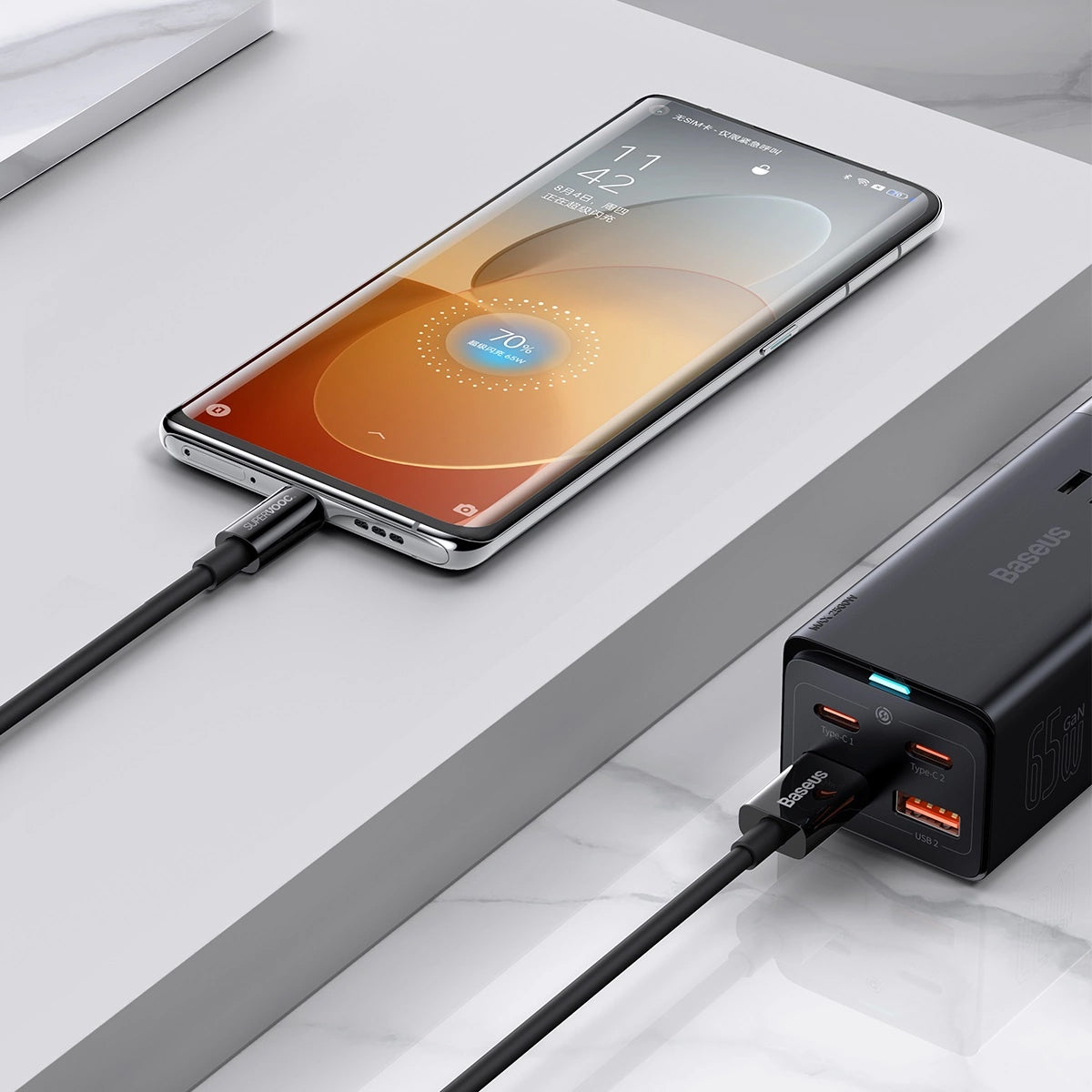 Daten- und Ladekabel USB-A - USB-C Baseus Superior Series, 65W, 2m, Schwarz CAYS001001
