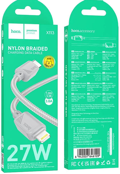 Daten- und Ladekabel USB-C - Lightning HOCO X113, 27W, 1m, Grau