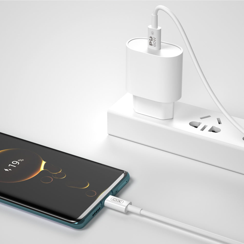 Daten- und Ladekabel USB-C - USB-C XO Design NB-Q190A, 60W, 1m, Weiß