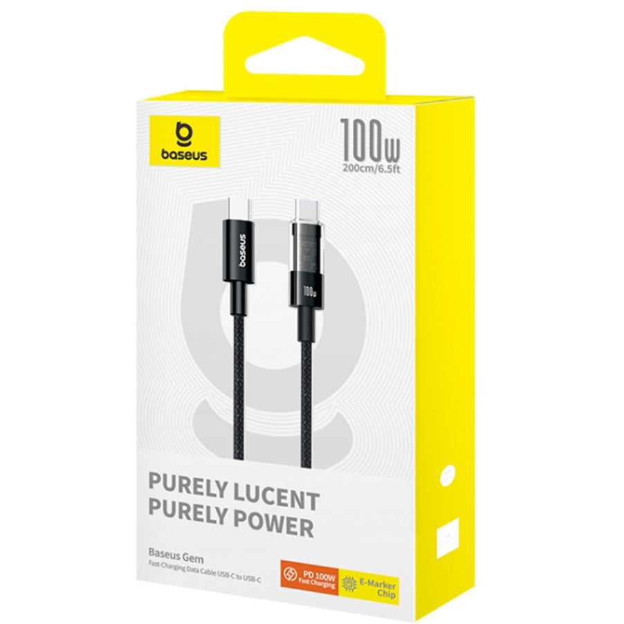 Daten- und Ladekabel USB-C - USB-C Baseus Gem, 100W, 2m, Schwarz P10373000111-01