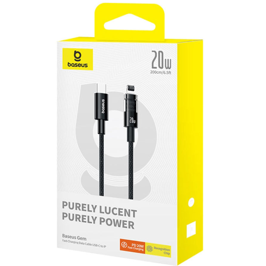 USB-C - Lightning Lade- und Datenkabel Baseus Gem, 20W, 2m, Schwarz P10373001111-01