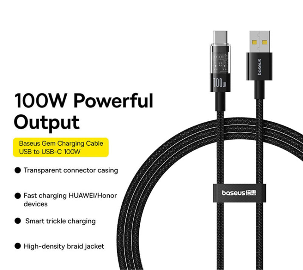 Daten- und Ladekabel USB-A - USB-C Baseus Gem, 100W, 2m, Schwarz P10373002111-01